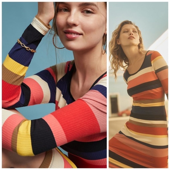 Anthropologie VIVID STRIPE COLUMN DRESS size XS new with tag - Picture 2 of 13